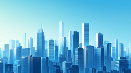 Fototapeta premium Modern City Skyline with CBD Office Buildings at Sunset - Drone View