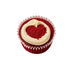 Red velvet cup cake valentines day on transparent background
