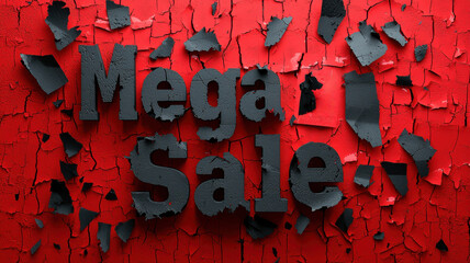Exciting mega sale announcement retail store promotional graphic vibrant red environment close-up view attention-grabbing design