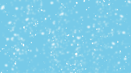 Snowfall sky white teal blue background. Many snowflakes february vector. Snow