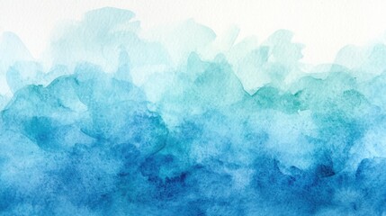 Obraz premium A serene watercolor painting featuring shades of blue, creating a calming ocean-like effect.