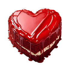 Homemade Heart shaped Red Velvet cake on transparent background