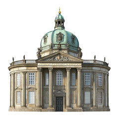 Fototapeta premium 3D front view illustration of the Amalienborg Palace monument isolated on a white transparent background