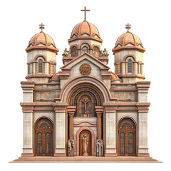 Obraz premium 3D front view illustration of the Basilica of Guadalupe monument isolated on a white transparent background
