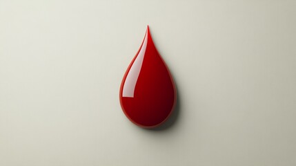 A single red blood drop isolated on a white background.
