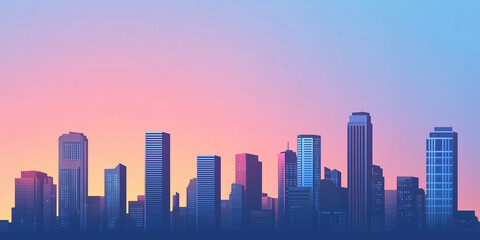 Fototapeta premium Modern City Skyline with CBD Office Buildings at Sunset, Drone View
