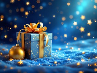 Gray Christmas gift box double exposure.