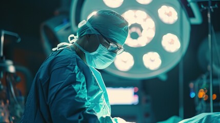 Fototapeta premium A surgeon is performing an operation on a patient, ensuring safety
