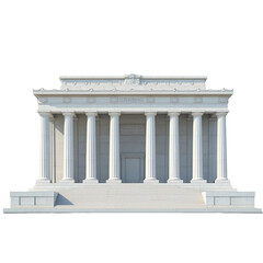 Fototapeta premium 3D front view illustration of the Lincoln Memorial monument isolated on a white transparent background