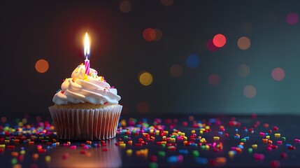 Cupcake with birthday candles on it