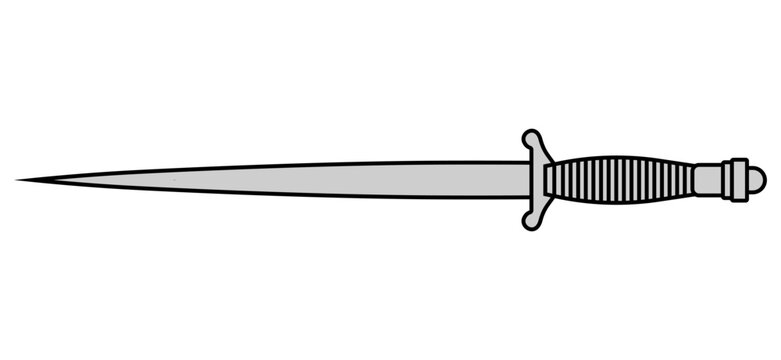 Illustration of a commando military dagger on a white background