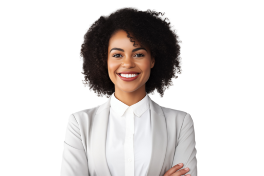Smiling black business women in suits on transparent background. Rich black women. Business leader. Startup boss. African women. Black woman. Afro american woman. African country. Isolated image. Png 