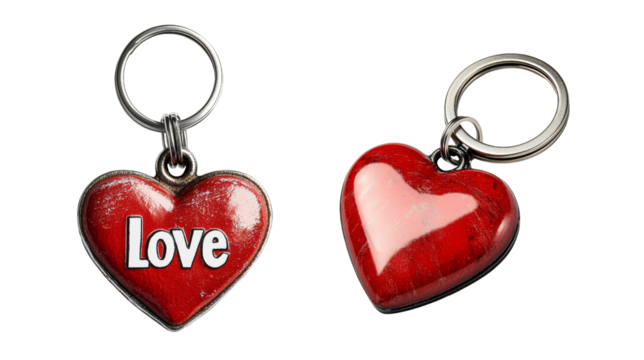 Heart-shaped keychains love tokens home decor gift ideas cozy setting close-up view sentimentality