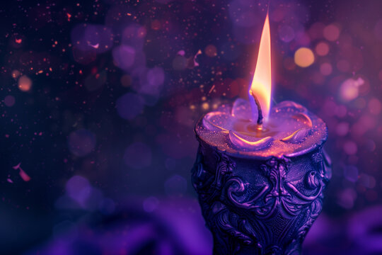 Arcane Light: Enchanted Candle in Violet Hue