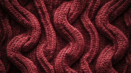 Fototapeta premium Close-up of a textured red knit pattern showcasing intricate woven details.