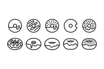 various donuts icon line set