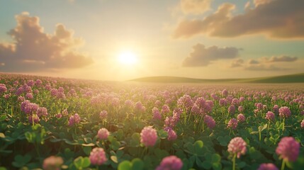 Sunlit Clover Field in Bloom