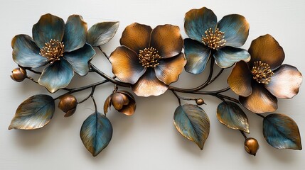 Obraz premium copper flowers on white background.Generative AI