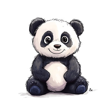 recommend clip art: cute panda plush toy isolated on white