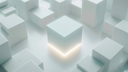 Obraz premium Minimalistic block space in a Modern Atmosphere, future smart office, business concept, Graphic Resources, Wallpapers, Brochure, Websites, banner design, Advertising, background