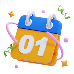 PNG 3D new year illustration isolated on a white background