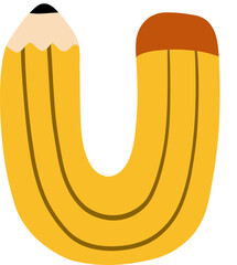 Cute Pencil Alphabet Letter U