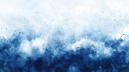 Obraz premium A serene abstract watercolor design featuring deep blue hues blending into lighter shades, creating a calming oceanic effect.