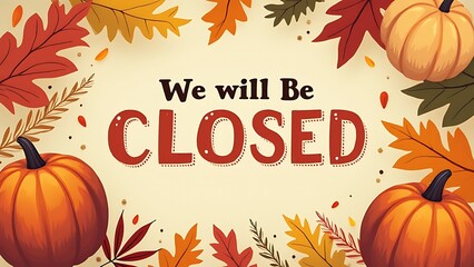 We will be closed on Thanksgiving, and a holiday card or background featuring this image is available as a vector illustration.