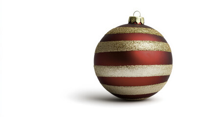 simple red and gold Christmas ball with glittery stripes