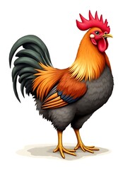 Fototapeta premium A colorful drawing of a domesticated bird that is commonly raised for its meat in many parts of the world.