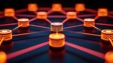 Innovative network connection digital workspace abstract art futuristic environment close-up view technology concept