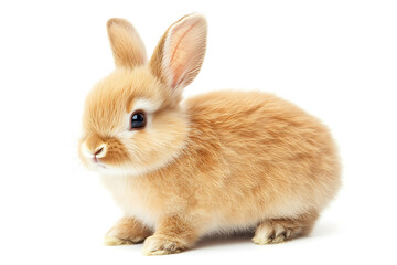 Obraz premium fluffy brown rabbit standing isolated on white