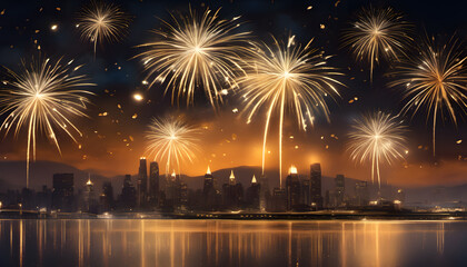 Fototapeta premium Golden Fireworks for New Year’s Eve