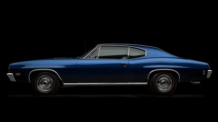 Restored blue 1968 sports car with iconic curves, timeless vintage appeal