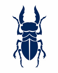 illustration vector graphics of tribal art design horned beetle