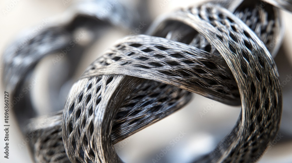 Poster high-detail shot of carbon fiber filaments interlocked with precision, showing the advanced material