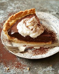 Indulge in a classic chocolate pie flaky crust silky ganache and whipped topping delight in your kitchen