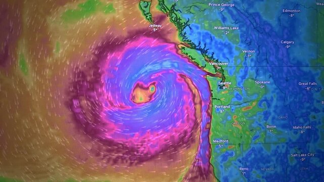 Map of Hurricane Tracks on the West Coast of the United States, Loop Video