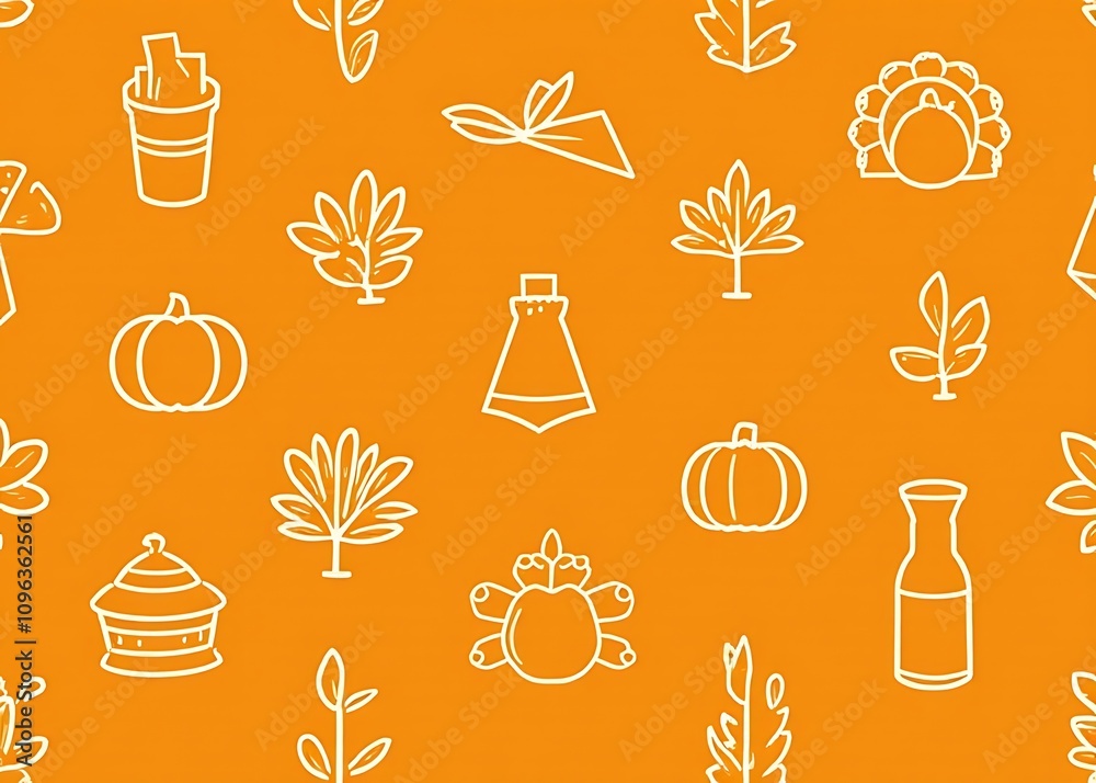 Poster ange background featuring various thanksgiving elements in a seamless pattern suitable for various u