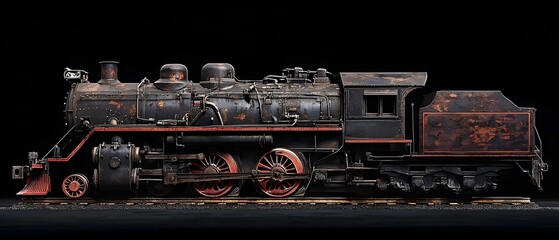 Vintage Black Coal Train Locomotive with Weathered Finish