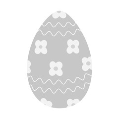 Easter egg patterned flowers and wavy lines in grayscale. Hand drawn Easter cars design element
