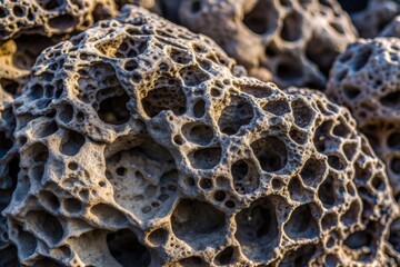 Porous volcanic rock close-up highlighting lava texture