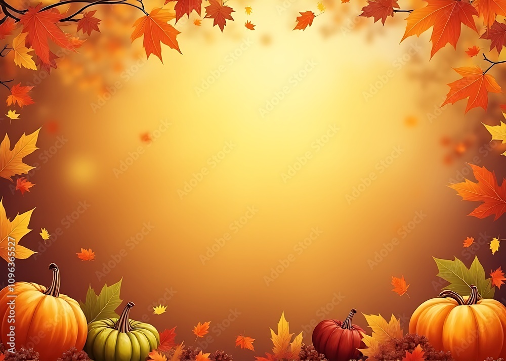 Poster Fall background image of Thanksgiving Day with plenty of copy space for adding your own text or design elements.