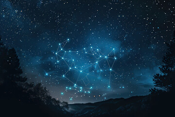 Astrological composition with empty starry sky for zodiac sign symbol