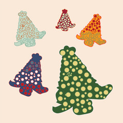 set of christmas trees