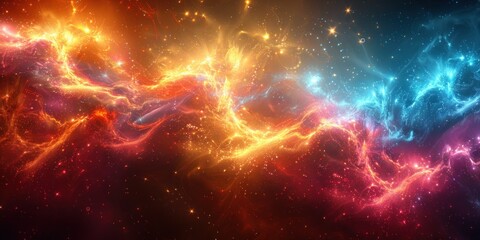 Fototapeta premium Cosmic Nebula with Red and Blue Glow