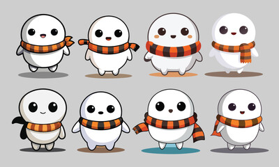 cute white ghost character, simple flat ghosts, cute Halloween ghosts