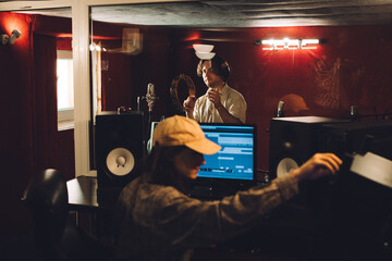 Studio session: recording percussion with a sound engineer