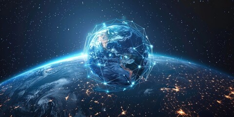 Obraz premium Global Network, Earth from Space
