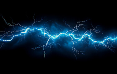 Isolated lightning on a black background, 3D rendering illustration, banner design with lightning concept, lightning in the sky.